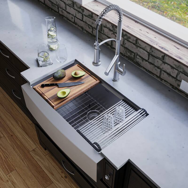Karran USA WSA-45-PK1 Elite Workstation 33" Farmhouse Single Basin