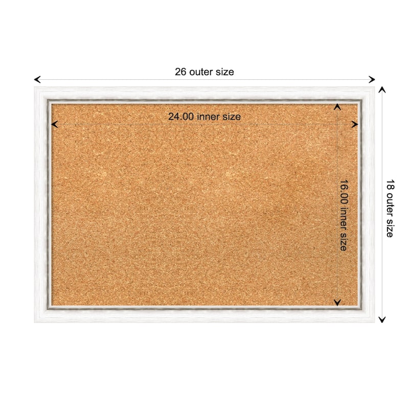 Morgan Wood Framed Natural Corkboard Bulletin Board - Morgan White Silver - Board Size 24x16