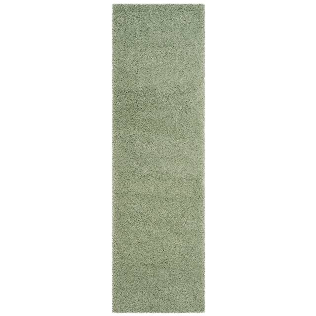 SAFAVIEH Laguna Shag Verdiana Solid Color 2-inch Thick Shag Rug - 2'3" x 10' Runner - Light Sage