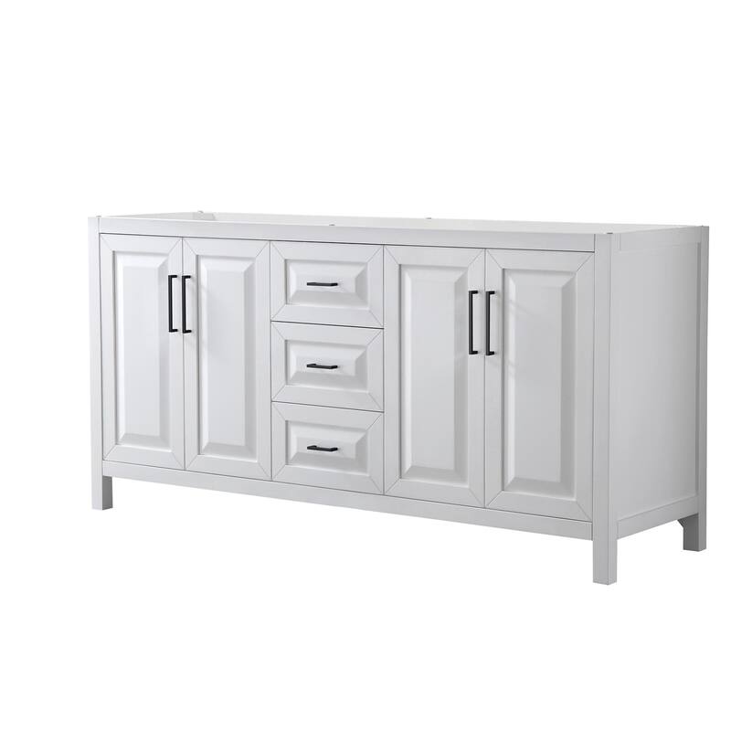 Wyndham Collection Daria 71" Double Free Standing Vanity Cabinet Only - White / Matte Black Hardware