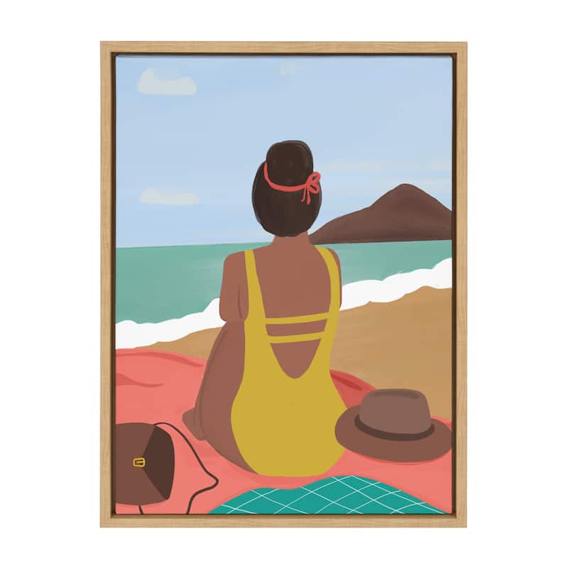 Kate and Laurel Sylvie Beach Solo Framed Canvas by Queenbe Monyei - 18x24 - Plastic - Brown