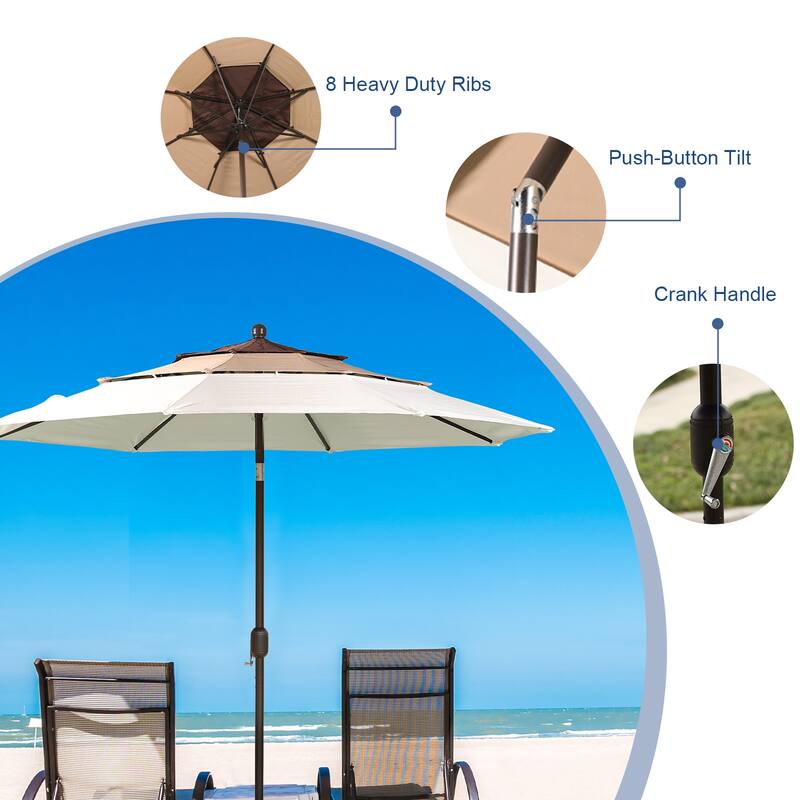 Aoodor Patio Umbrella 10 ft. for Dining Table Outdoor Market Yard Use 3 Tier Ventilation (Umbrella only)