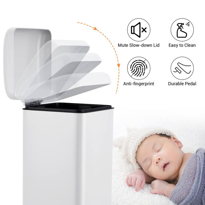 8 Gallon Step Trash Can, with Removable Inner Bucket