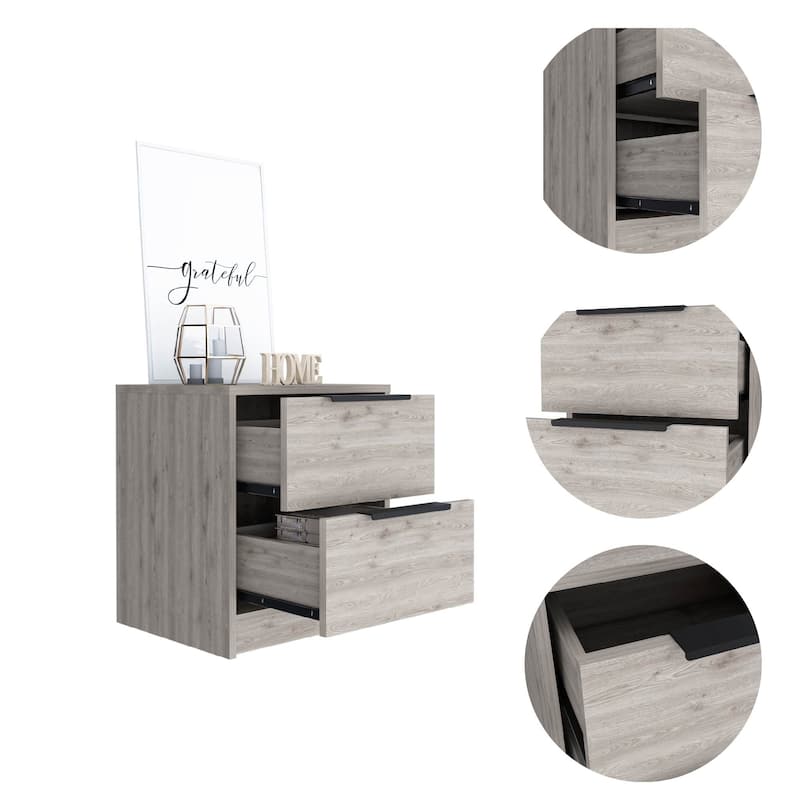 16" Wooden Nightstand with Drawer and Open Shelf Taupe Finish Side Table for Bedroom or Office