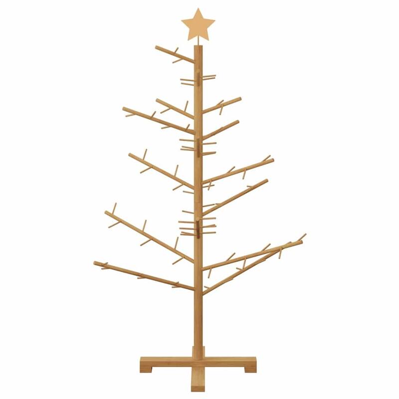 vidaXL Wooden Christmas Tree with Stand Natural/Brown Solid pine wood