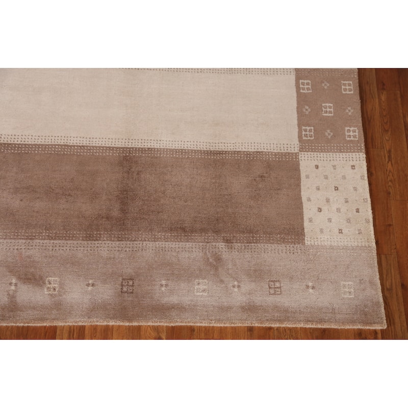 Gabbeh Indian Area Rug Handmade Brown Modern Wool Carpet - 5'4" x 7'8"