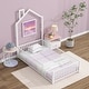 preview thumbnail 14 of 24, Twin Size Metal House Bed with Guardrails & Chimney White