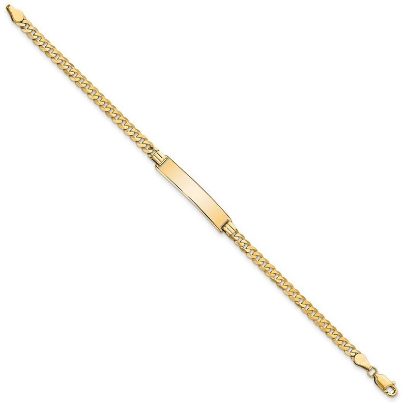 Curata 10k Yellow Gold 6.3mm Engravable Flat Curb Link ID Bracelet