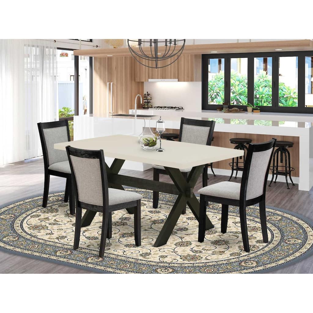 HomeStock 5-Piece Natural Oak Finish Solid Wood Top Dining table with 4 Chairs