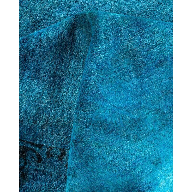 Overdyed, One-of-a-Kind Hand-Knotted Area Rug - Blue - 10' 3" x 14' 0"