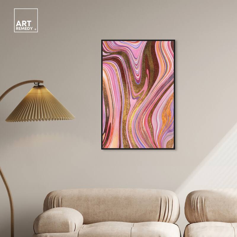 Art Remedy Doll Memories - Pink Geode Framed Mineral, Agate & Geode 1 Piece Canvas Wall Art