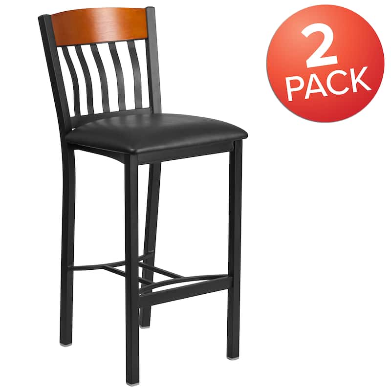 2 Pk. Eclipse Series Vertical Back Metal and Wood Restaurant Barstool - 17"W x 23"D x 42.75"H - 17"W x 23"D x 42.75"H