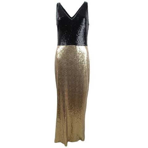 Lauren Ralph Lauren Women's Sequin V-Neck Gown (4, Gold/Black)