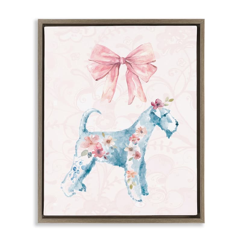 Stupell Pastel Dog Glam Details Framed Floater Canvas Wall Art Design By Carol Robinson - 25 x 31 - Brown