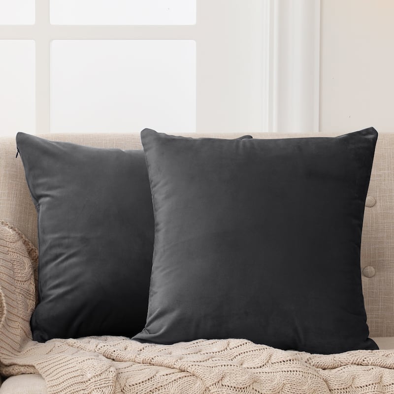 Deconovo Velvet Soft Throw Pillow Covers 2 PCS (Cover Only) - 26*26 - Charcoal