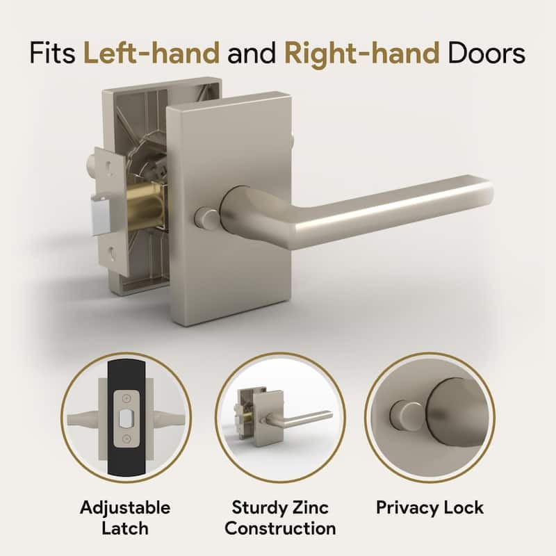 Mega Handles - GLAMOR Flat Privacy Door Lever - Interior Locking Handle for Hallway, Closet and Bathroom I Keyless Door Lock
