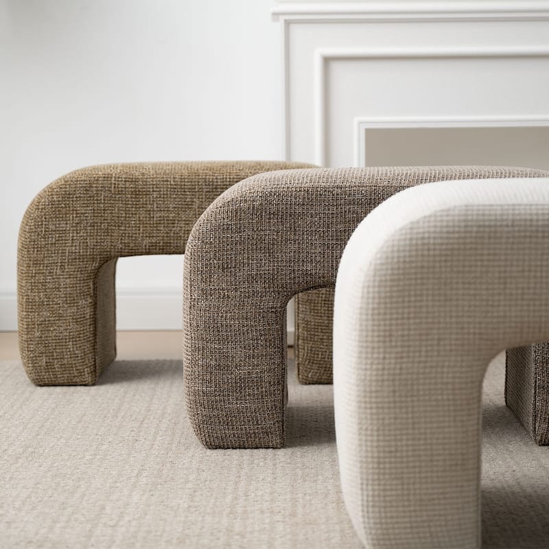 28" Fully Upholstered Small Waterfall Bench