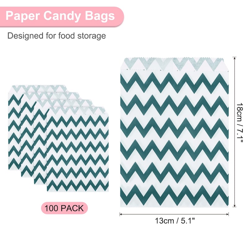 100Pcs Kraft Paper Treat Bags, Greaseproof Cookies Bag Flat Favor Bags - Dark Blue - 7" x 5"