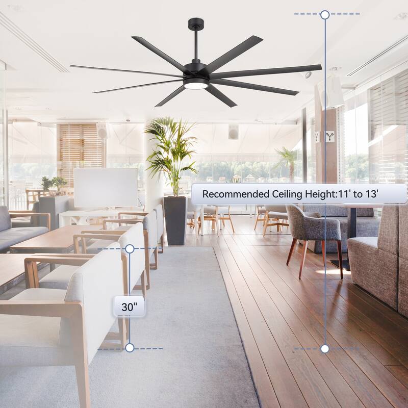 65"/72"/84" Modern LED Ceiling Fan with Light and Remote(8-Blade)