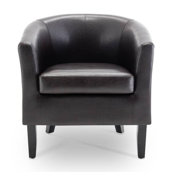 Belleze Modern Arm Club Chair Faux Leather Tub Barrel Style Brown Standard On Sale Overstock 15874377