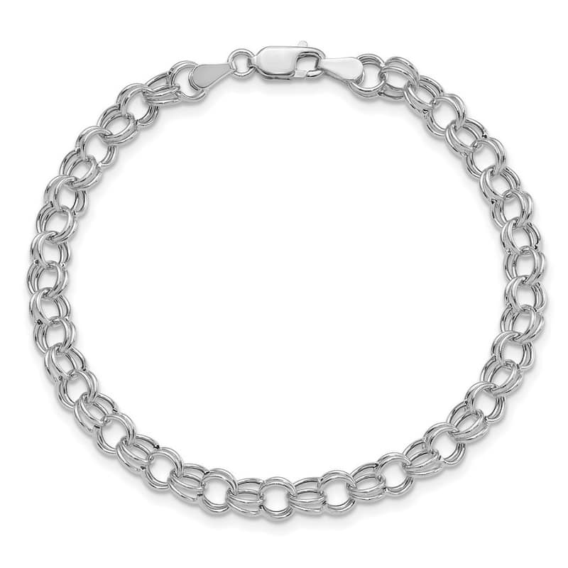 Curata 14k White Gold 6mm Hollow Double Link Charm Bracelet Options: 7" 8"