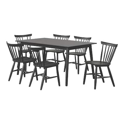 7 Piece Wooden Dining Set with Tapered Legs