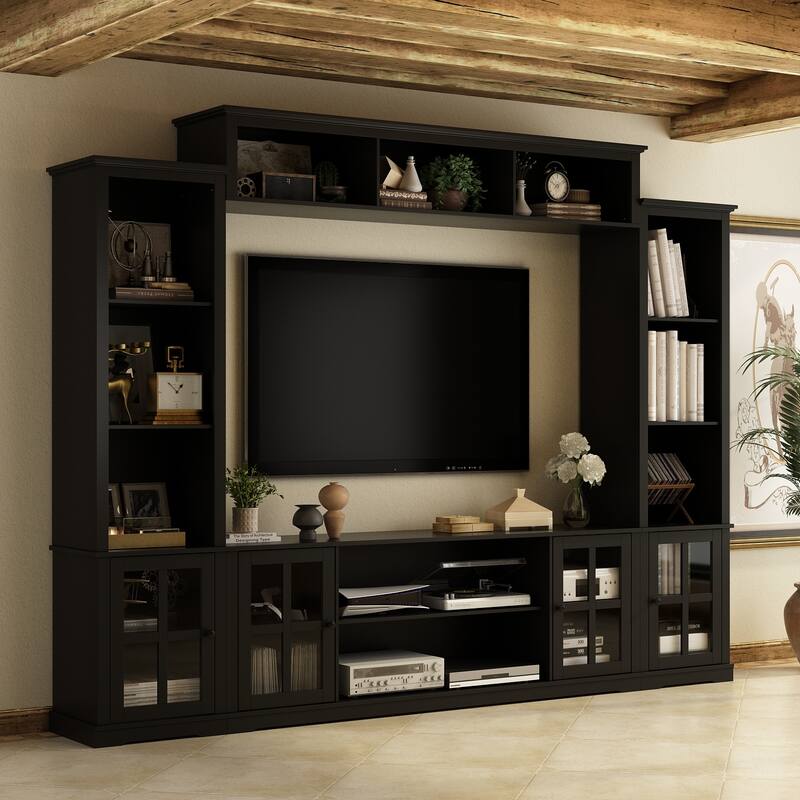 Living Room Set with TV Stand and Two Bookcases Doors 102"/68.1"W