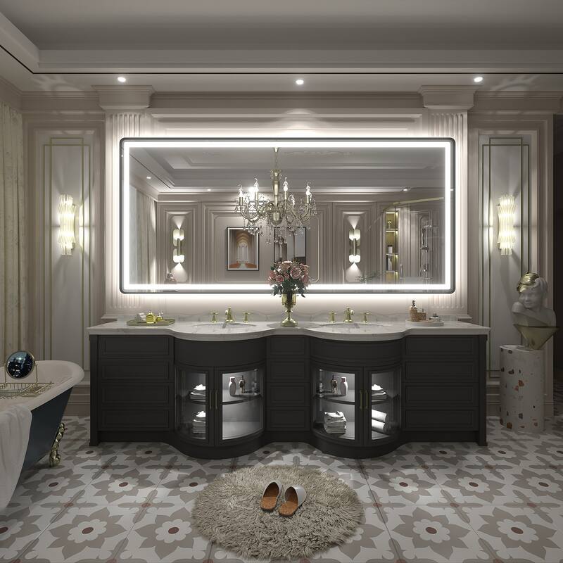 UL Certified Black Metal Framed LED Front Light and Backlit Anti-Fog Wall Bathroom/ Vanity Mirror