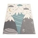 preview thumbnail 6 of 8, Kids Rug for Nursery Mountains Starry-Sky in Light Blue Cream Pastel