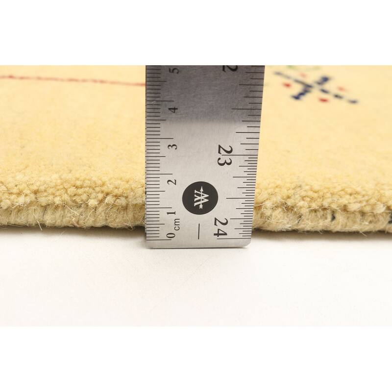 ECARPETGALLERY Hand Loomed Kashkuli Gabbeh Light Gold Wool Rug - 3'0 x 5'0