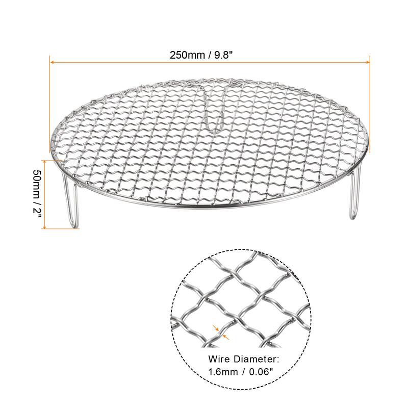 Round Cooking Rack 9.8" Stainless Steel Cross Wire Barbecue Grill W 50mm Legs - 9.8 Inch - Silver