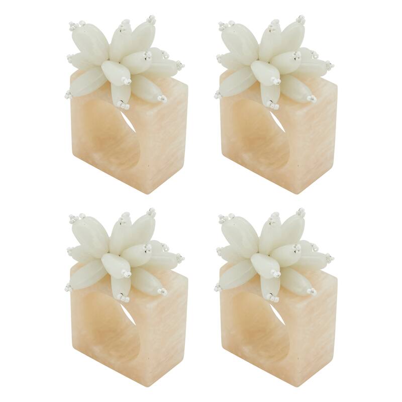 Beaded Enchanted Bloom Resin Napkin Ring (Set of 4)
