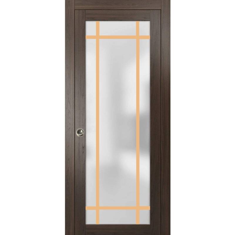 French Pocket Door 18 x 80 Planum 2113 Chocolate Ash Kit Trims Rail - Grey - 24" x 96"