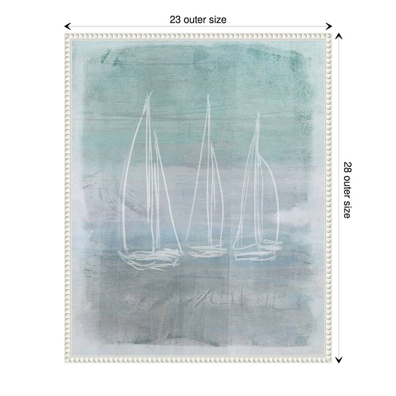 Sailboat Memory I by Dan Meneely Framed Canvas Wall Art Print - Sylvie Beaded White - 23 x 28 in