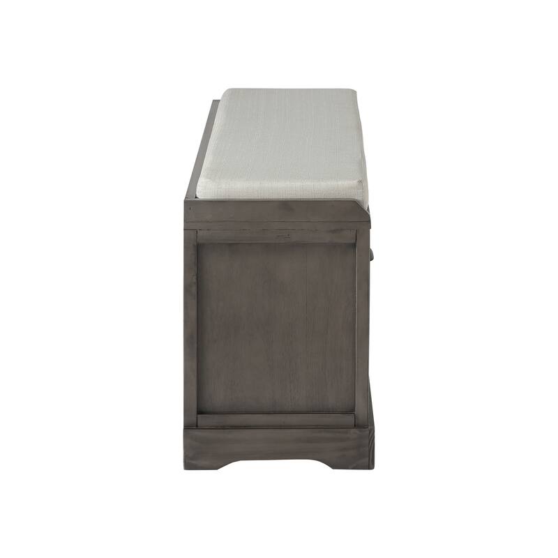 Wood Storage Bench with Cushion,3 Drawers and 3 Baskets