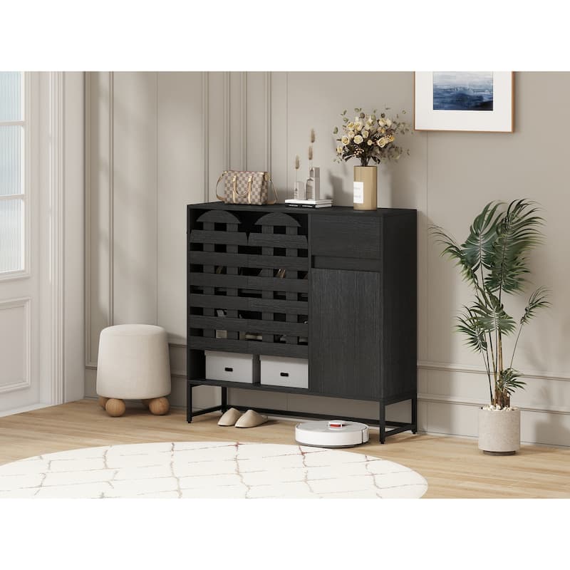 44.3"Sideboard Cabinet With Storage,Coffee Bar Console Table With Storage,Storage Cabinet With Arched Lattice Doors And Drawer