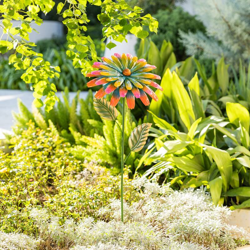 Glitzhome 41"H Garden Metal Flower Yardstake