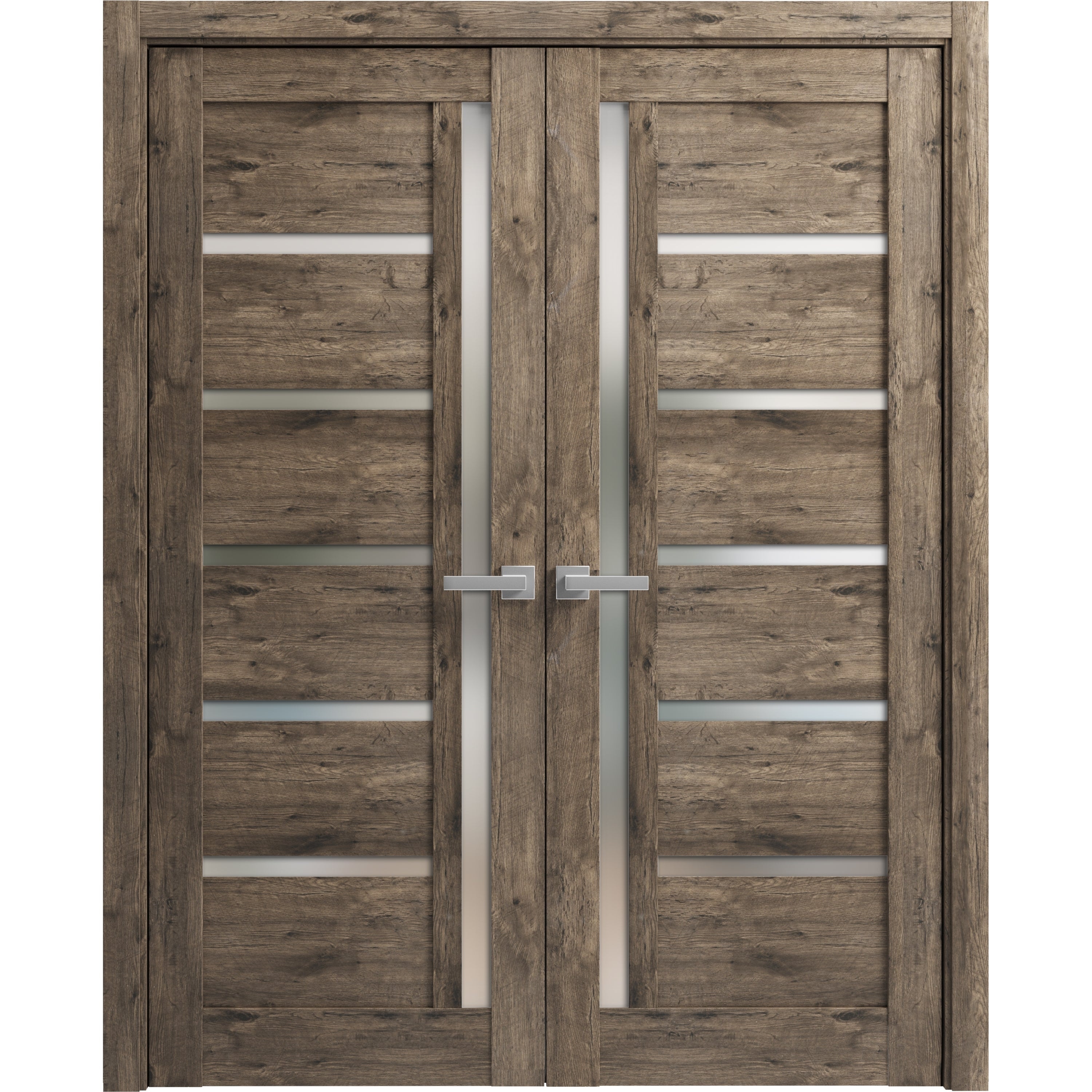SartoDoors Quadro 4088 | Interior French Doors Double French Door | Solid Wood w/ Glass | 36x80, Oak Bedroom Door Bathroom Door