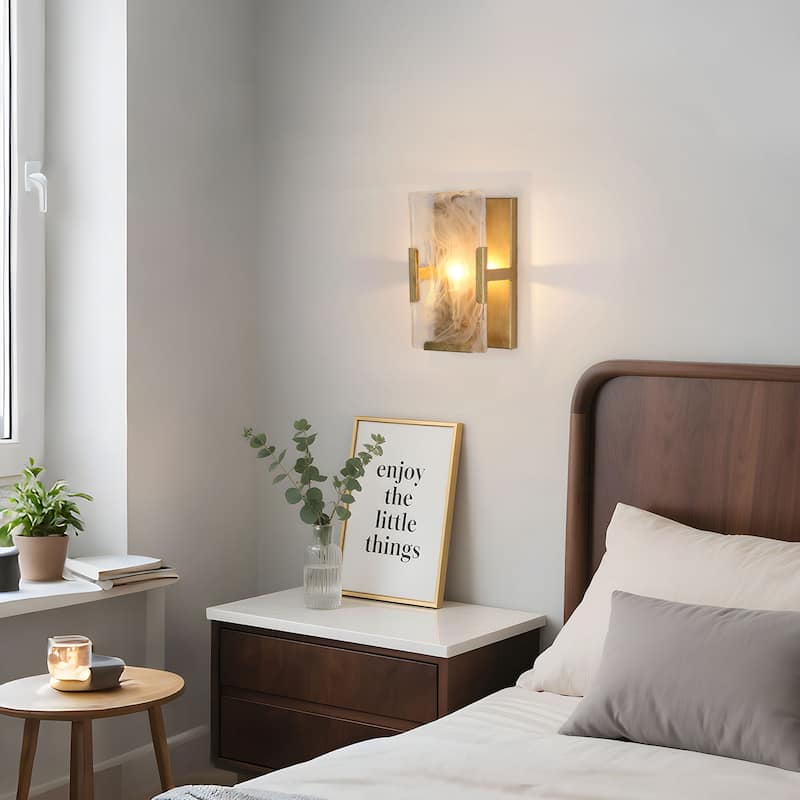 Modern Gold 1-Light White Smoke Glass Wall Sconce Lamp Bathroom Lighting