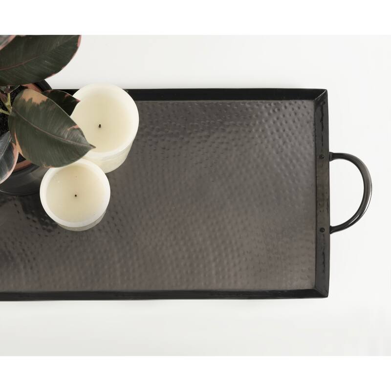 Kate and Laurel Sanzo Hammered Rectangle Metal Tray