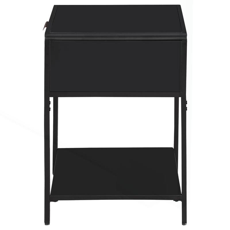 Chic Metal Bedside Table with Cane Drawer for Stylish Spaces