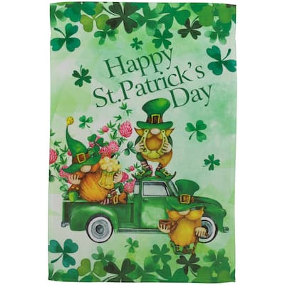 Joyful Leprechauns "Happy St. Patrick 's Day" Garden Flag 18" x 12.5"