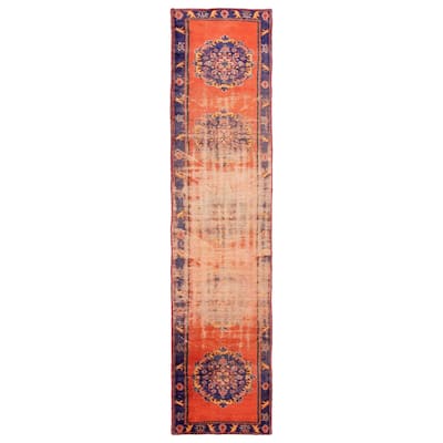 ECARPETGALLERY Hand-knotted Melis Vintage Copper Wool Rug - 2'8 x 10'11