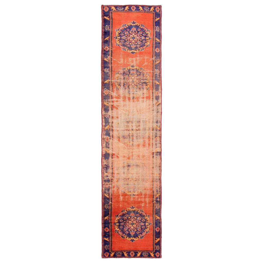 ECARPETGALLERY Hand-knotted Melis Vintage Copper Wool Rug - 2'8 x 10'11