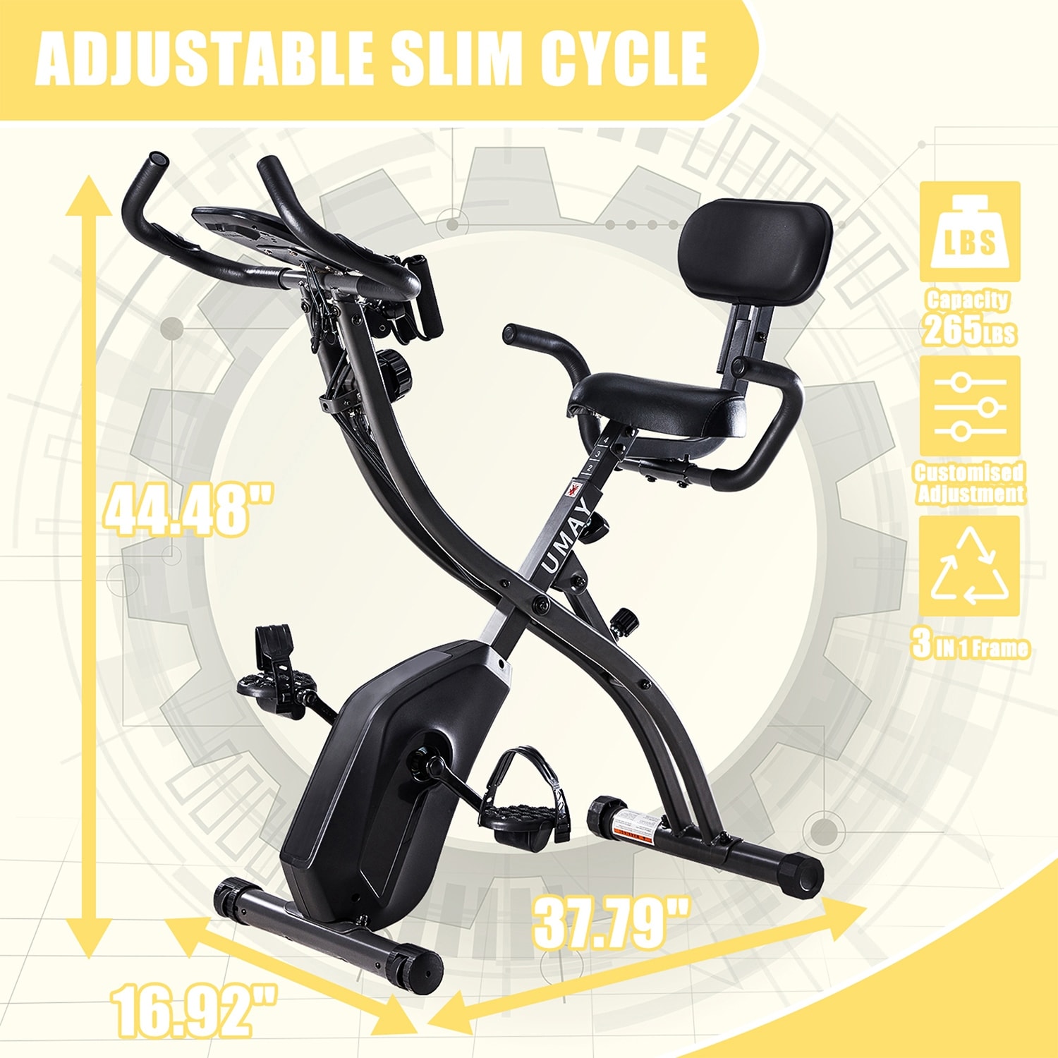 Folding Exercise Bike for Adult, Indoor Cycling Bike Stationary