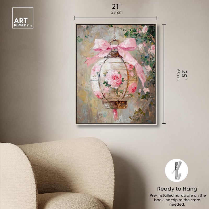 Rose Garden Lantern Canvas by Art Remedy