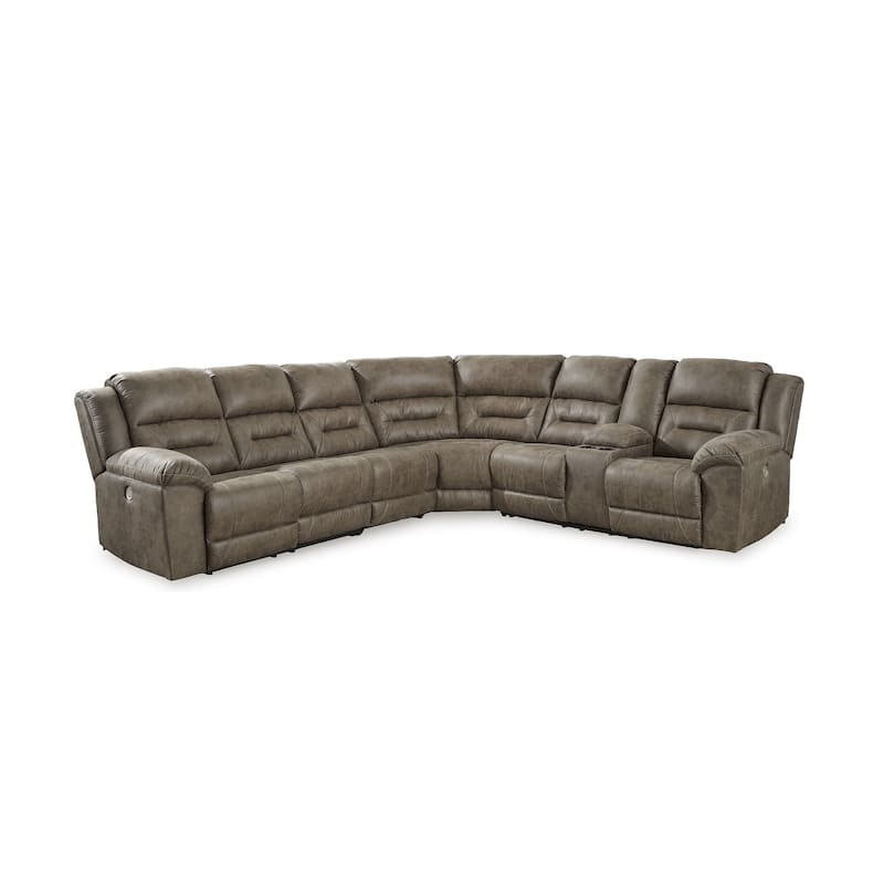 Signature Design by Ashley Ravenel Brown 4-Piece Power Reclining Sectional - 129"W x 93"D x 43"H
