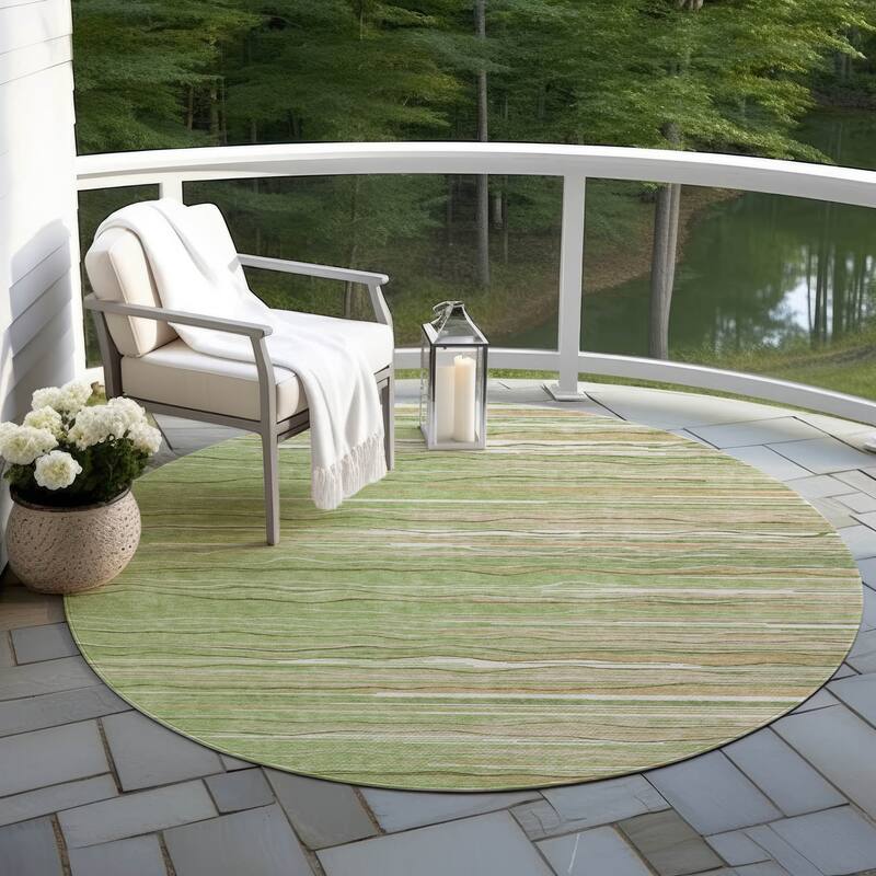 Machine Washable Indoor/ Outdoor Modern Stripe Chantille Rug