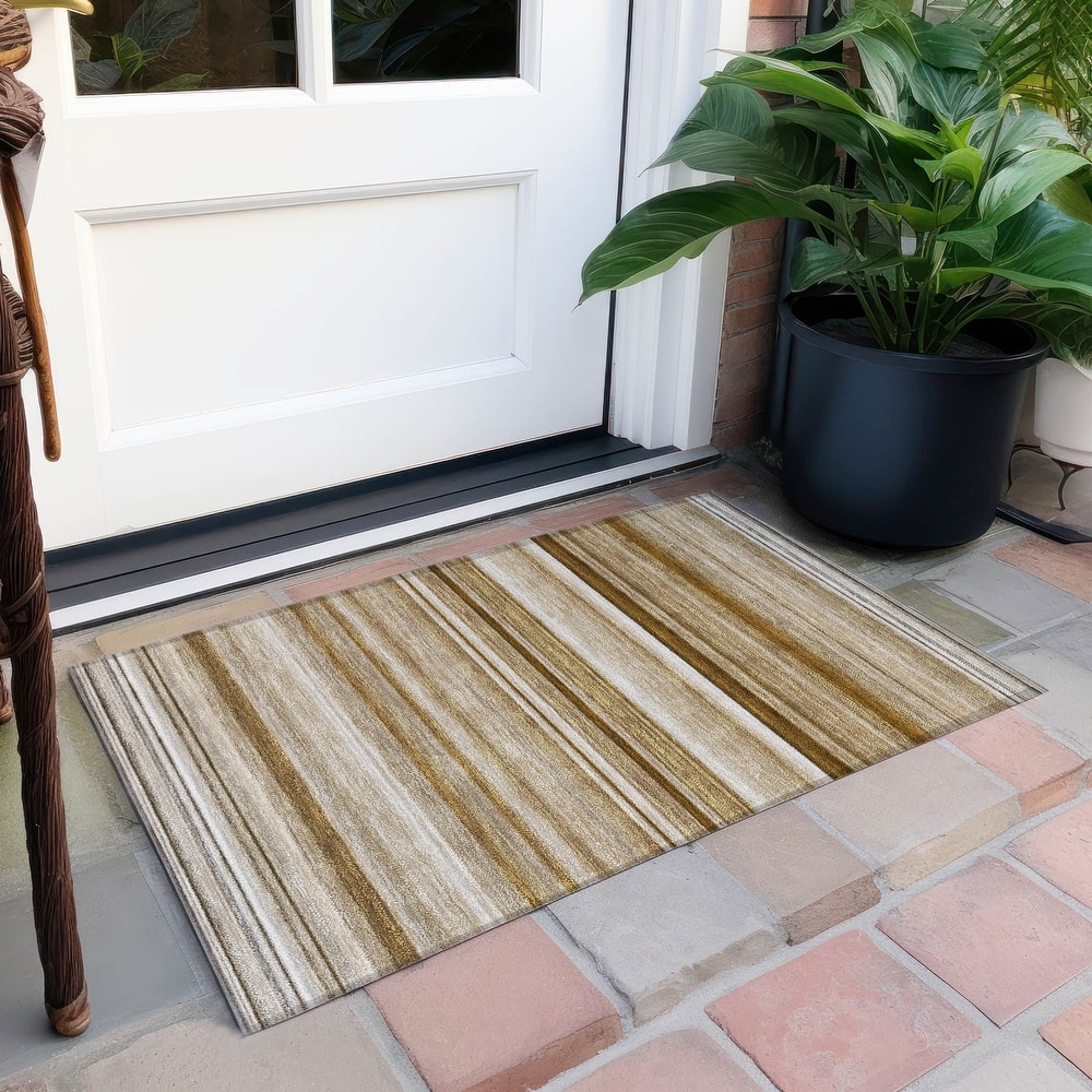 Machine Washable Indoor/ Outdoor Chantille Multi Stripe Rug