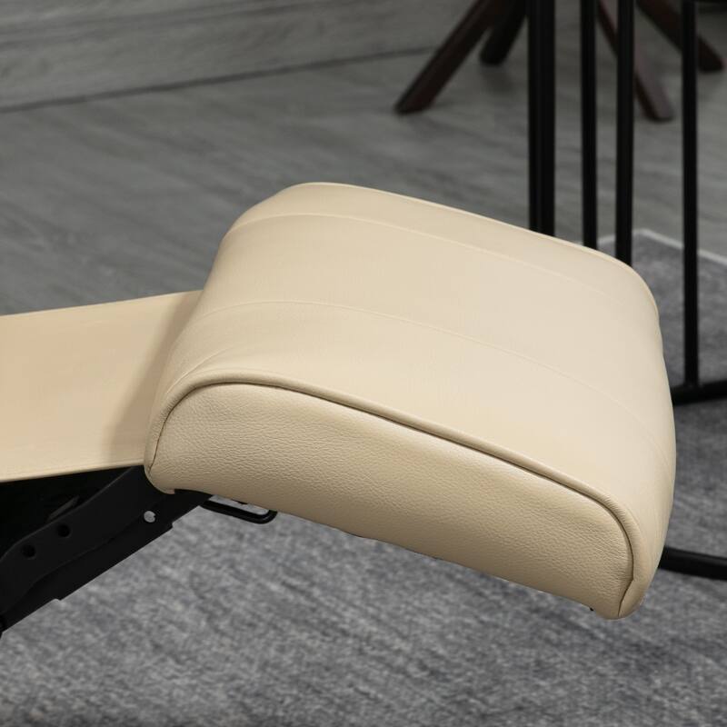 Faux Leather Manual Recliner: Adjustable Swivel Lounge Chair with Footrest, Armrest and Wrapped Wood Base for Living Room